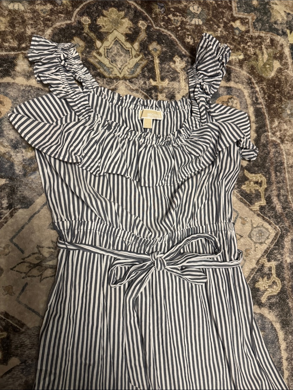 Michael Kors Striped Ruffle Midi Dress - Picture 3 of 4